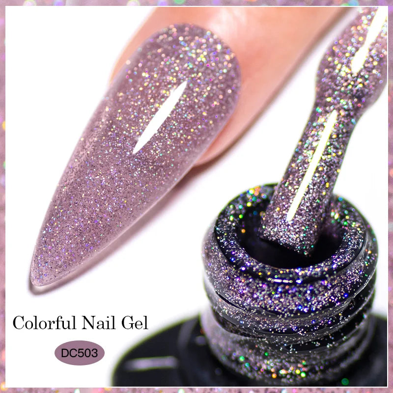 Mtssii 7ml Colorful Reflective Gel Nail Polish – Glitter Sparkling Flash Effect, Semi-Permanent Soak-Off Nail Varnish”