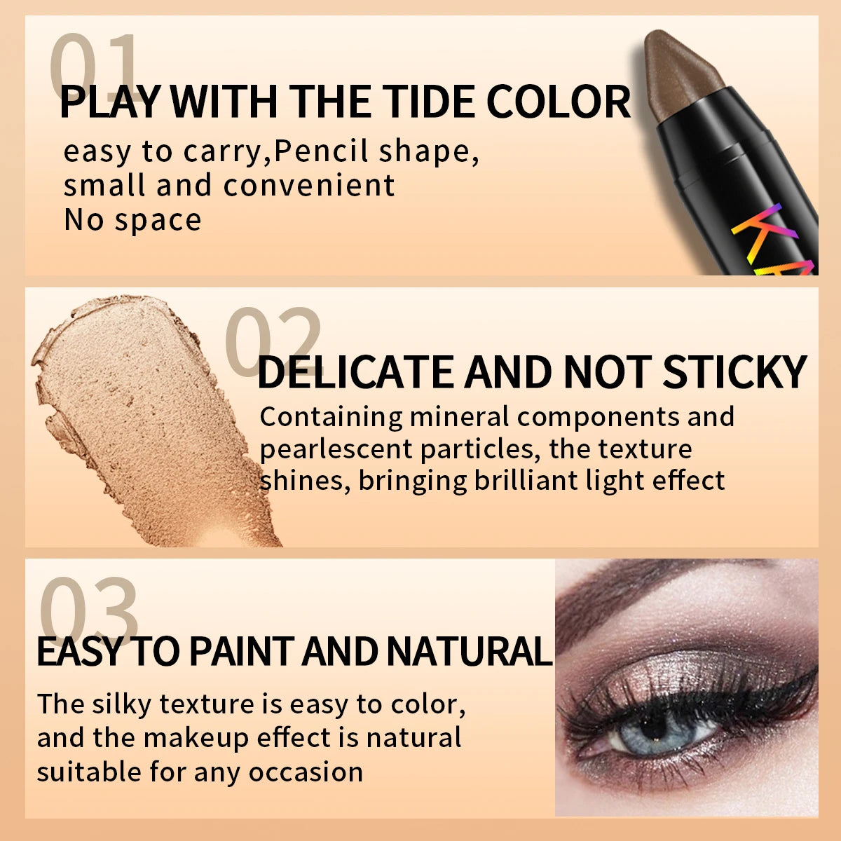 “19-Color Smoky Dark Green Eyeshadow Pen – Waterproof Metallic Glitter Highlighter Pencil for Eye Makeup, 1pcs Cosmetic Tool”