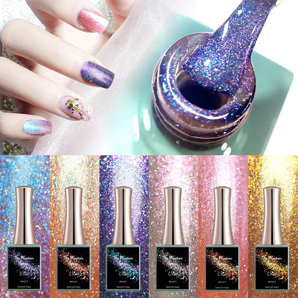16ml CANNI Sparkle Cat Eye Nail Gel Polish – Magic Holo Effect, Phantom Color Series, Full Coverage, Semi-Permanent Gel Varnish”