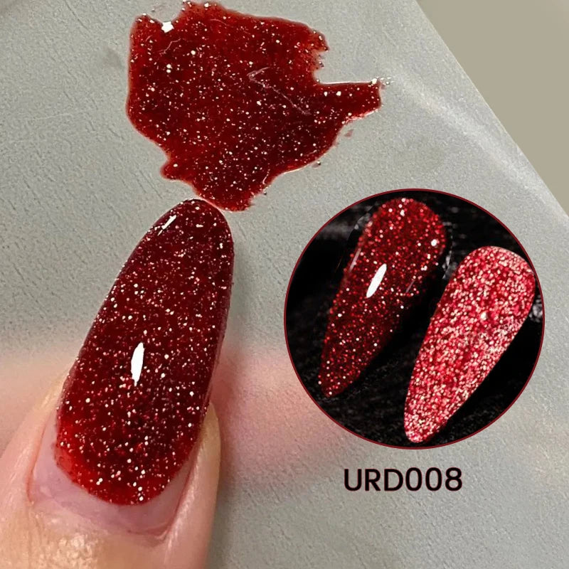 UR SUGAR 15ml Champagne Gold & Silver Reflective Glitter Gel Nail Polish – Semi-Permanent Soak-Off UV Gel for Manicure Nail Art”