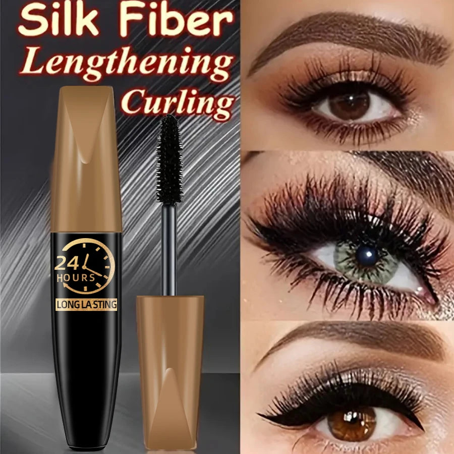 “5D Black Silk Fiber Mascara – Waterproof, Lengthening Eyelashes, Eye Makeup for Women, Korean Cosmetic”