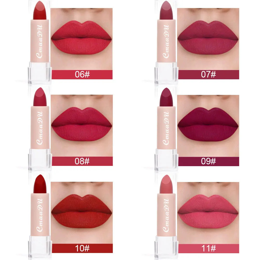 15 Colors Matte Lipsticks – Waterproof, Long-Lasting Velvet Lip Tint, Sexy Red & Brown Professional Makeup