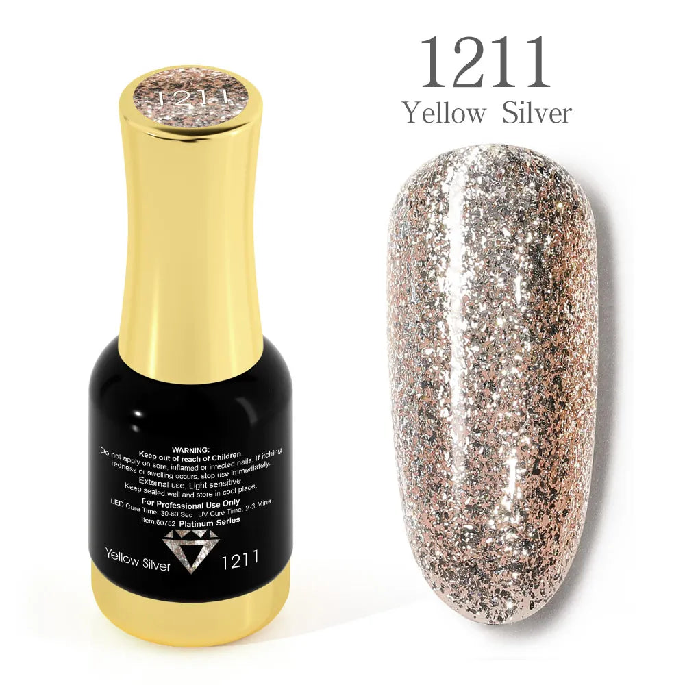 Venalisa Super Color Gel Varnish 12ml – Diamond Shining Glitter, Starry Sequin Platinum, Long-Lasting Nail Gel Polish”