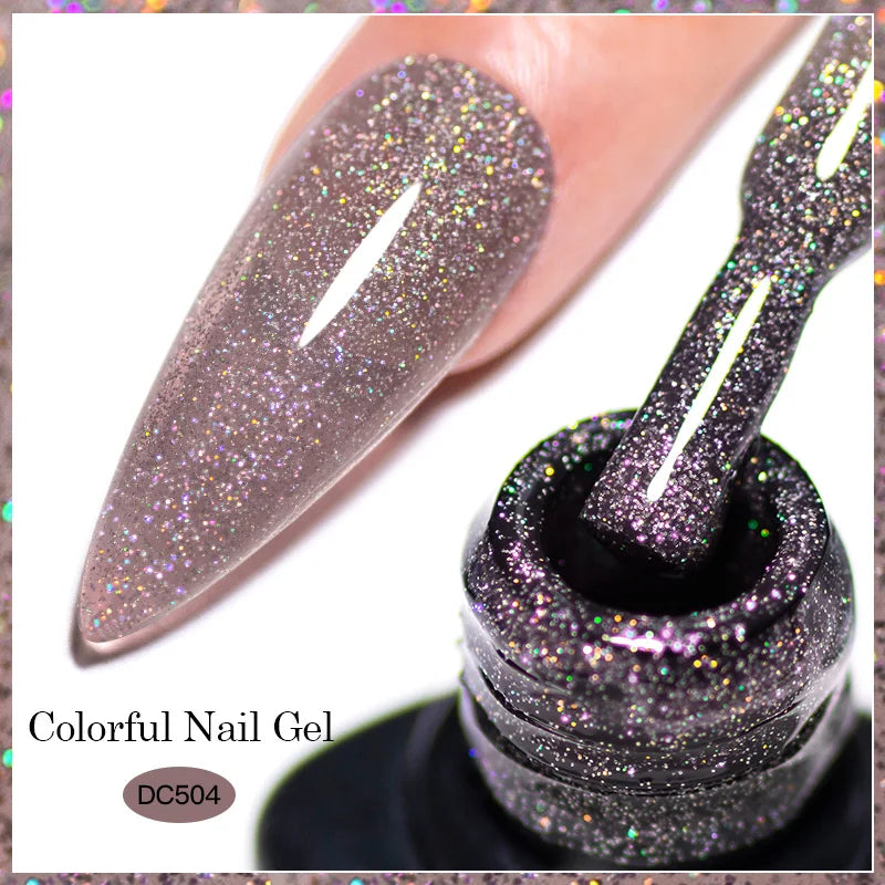 Mtssii 7ml Colorful Reflective Gel Nail Polish – Glitter Sparkling Flash Effect, Semi-Permanent Soak-Off Nail Varnish”