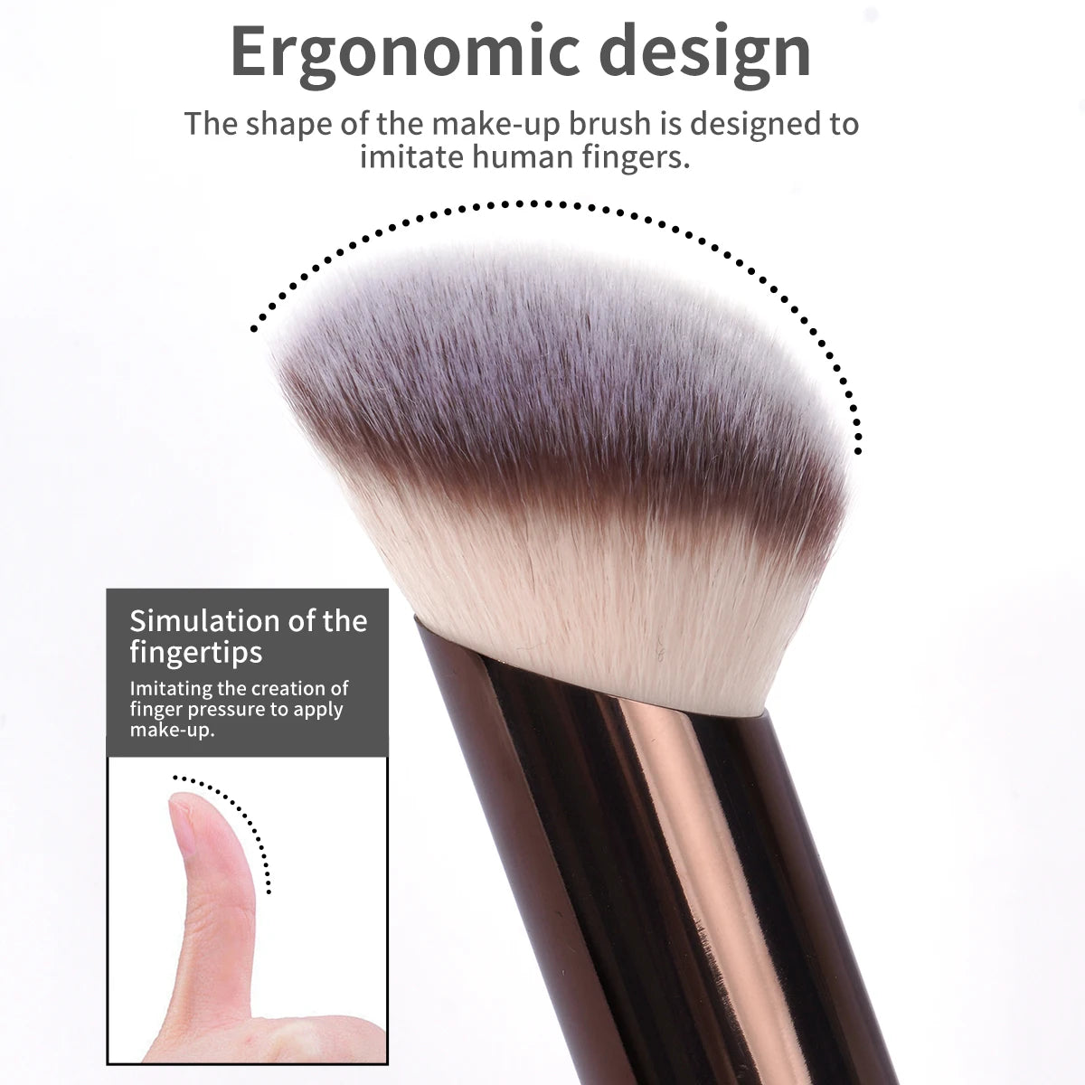 Double-Ended Makeup Brush – Foundation, Powder, Concealer, Blusher & Bronzer with Soft Fiber Bristles