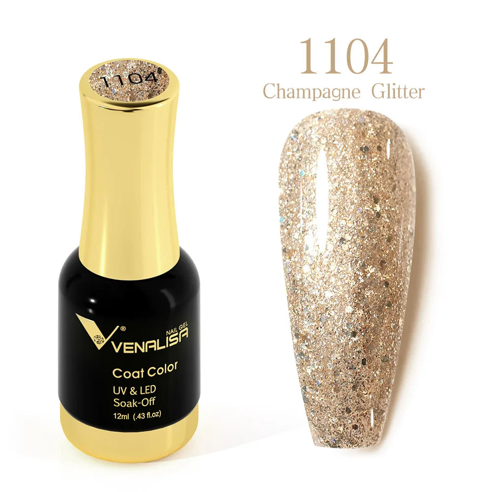 Venalisa Super Color Gel Varnish 12ml – Diamond Shining Glitter, Starry Sequin Platinum, Long-Lasting Nail Gel Polish”